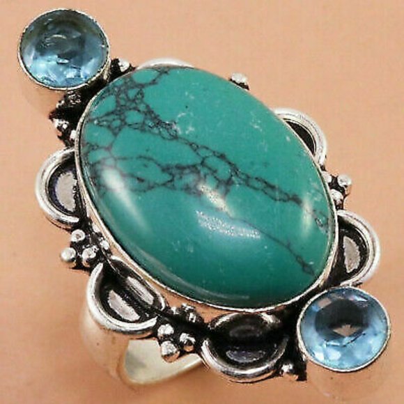 Hand Crafted Jewelry - Unisex, Handmade Tibetian Turquoise Swiss Blue Gem